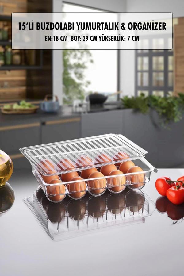 15 Li Buzdolabı Kapaklı Yumurtalık & Buzdolabı Organizeri - Image 1