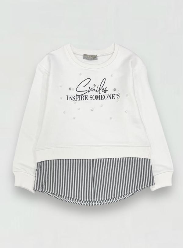 Kız Çocuk Gömlek Detaylı Sweatshirt - Image 1