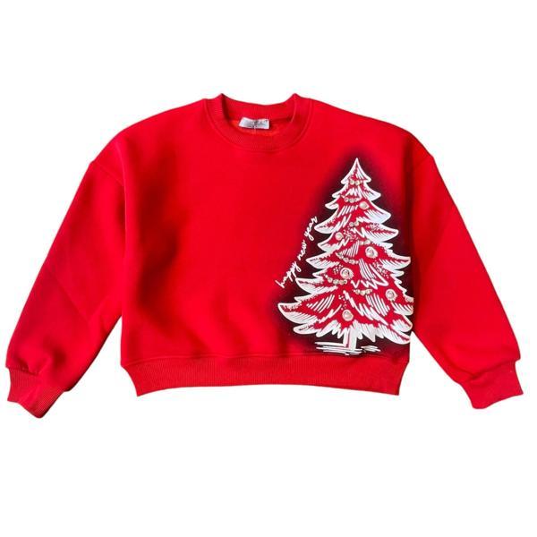 Kız Çocuk Taş ve İnci  Detaylı  Şardonlu Yılbaşı Sweatshirt - Image 1