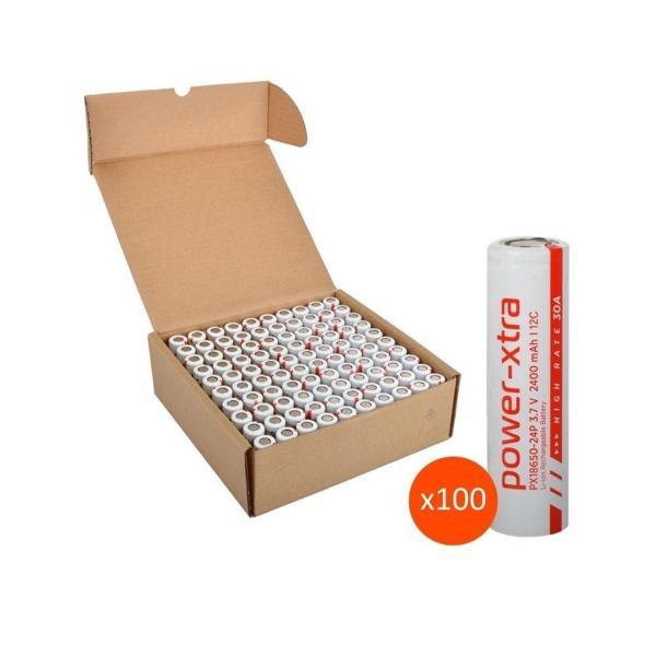 Power-Xtra PX18650-24P - 3.7V 2400 Mah Li-ion Şarjlı Pil - 12C - 30A  100 Lü Paket - Image 1