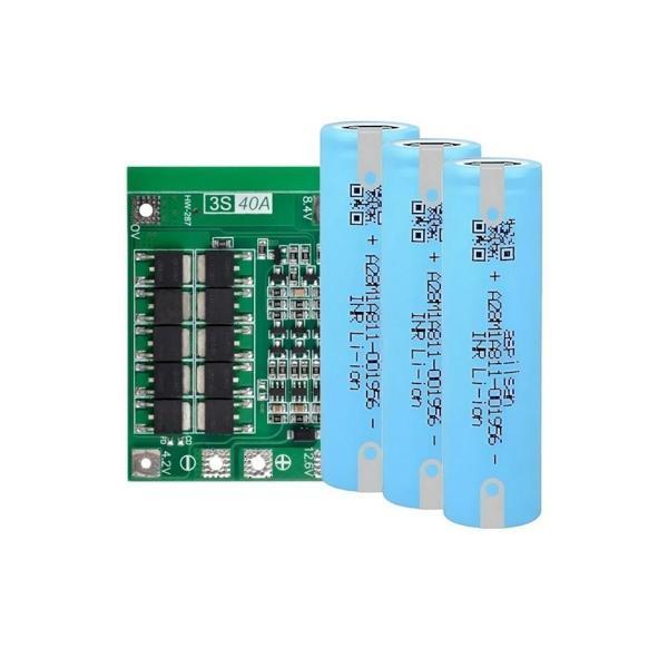Aspilsan INR18650A28 - 3.7V 2800 mAh Li-ion Şarjlı Pil - 25A 3 Lü  (+ - Pinli) + 3S 40Ah Koruma Devresi - Image 1