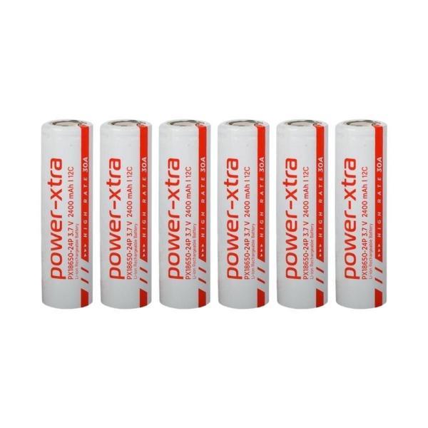 Power-Xtra PX18650-24P - 3.7V 2400 Mah Li-ion Şarjlı Pil - 12C - 30A  6 Lı Paket - Image 1