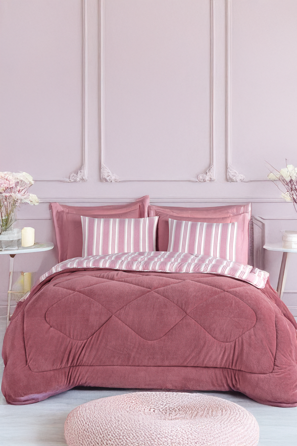 Comfort Set Yeni Nesil Wellsoft Yorganlı 2 Parça Tek Kişilik Soft Line Bordo - Image 1