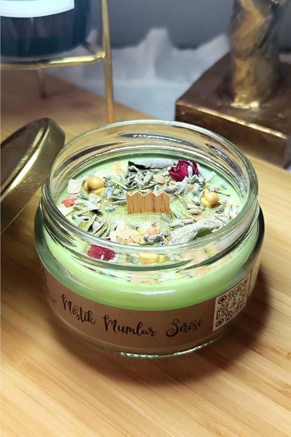 Dolunay Ritüeli Vanilya Kokulu Çağla yeşili Soya Mum 300 gr - Image 1