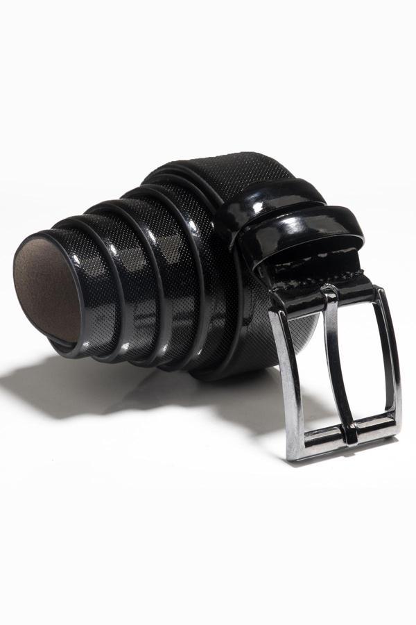 DeepSEA Siyah Erkek Nokta Desenli 3,5 cm Rugan Klasik Suni Deri Erkek Kemer 2104486 - Image 1