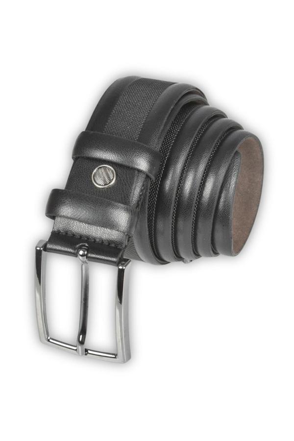 DeepSEA Erkek Siyah 3,5 cm Ortası Nokta Şeritli Suni Deri Klasik Kemer 2402607 - Image 1