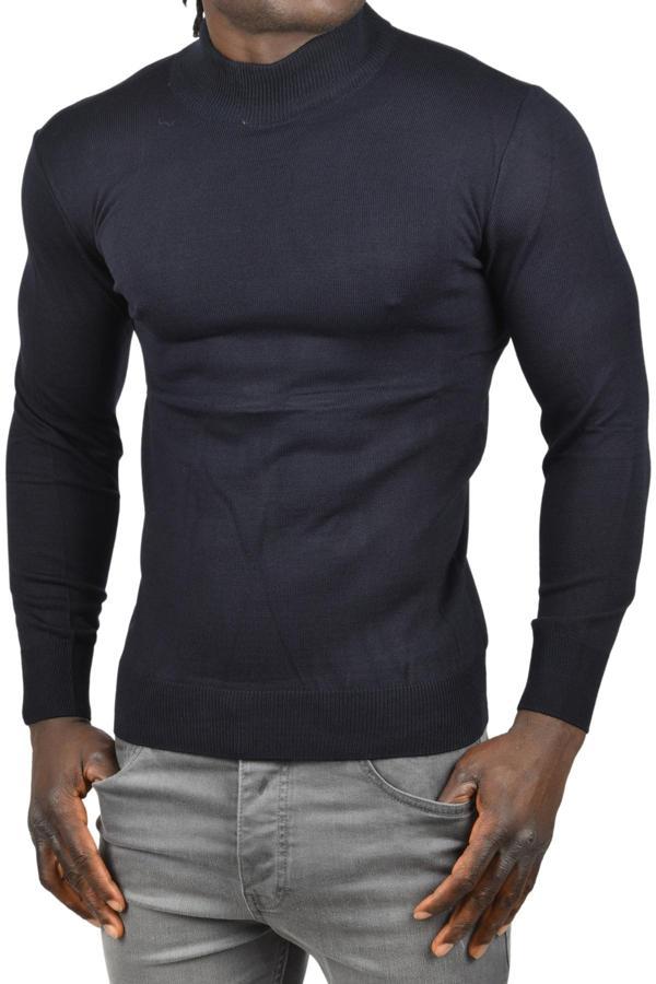 DeepSEA Erkek Koyu Lacivert Yarım Balıkçı Yaka Tüylenmeyen İnce Triko Kazak 2505502 - Image 1