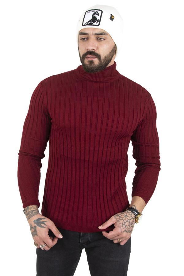 Erkek Bordo Yarım balıkçı Örme Kazak 2100017 - Image 1