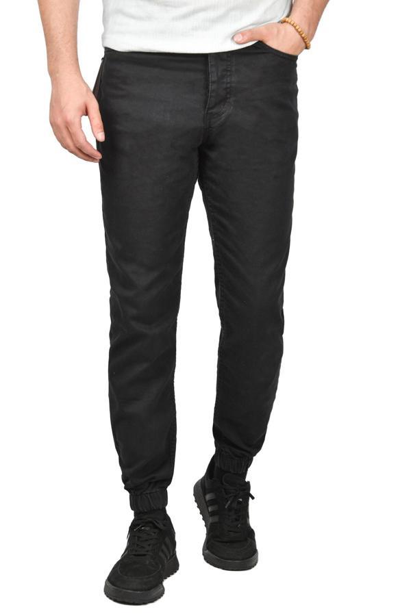 DeepSEA Erkek Siyah Skinny Fit Likralı Paçası Lastikli Jogger Pantolon 2406451 - Image 1