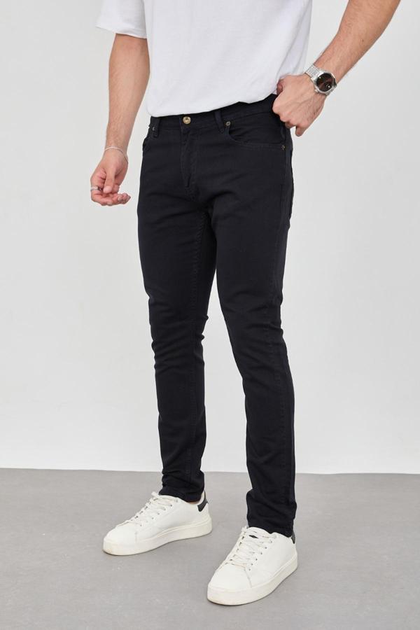 DeepSEA Erkek Koyu Lacivert Dar Kesim Likralı İnce Jean Kot Pantolon 2401516 - Image 1