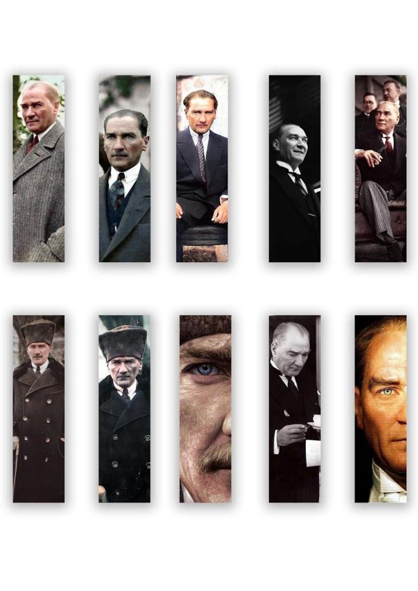 10 Adet Mustafa Kemal Atatürk Kitap Ayracı (40x145 mm) - Image 1