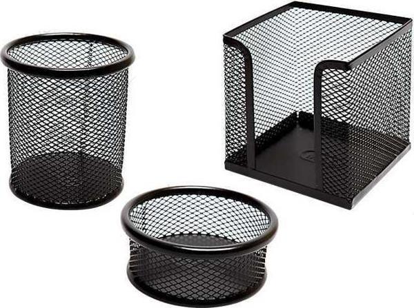 Gen-Of Globox 3 lü Masaüstü Perfore Set Siyah (Kalemlik + Küpnotluk + Ataçlık) - Image 1