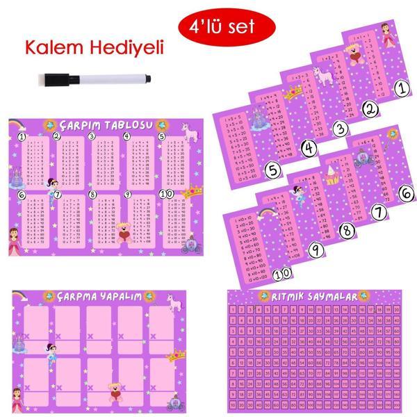 4'lü Çarpım Tablosu Seti - Kalem Hediyeli (Prenses Temalı) - Image 1