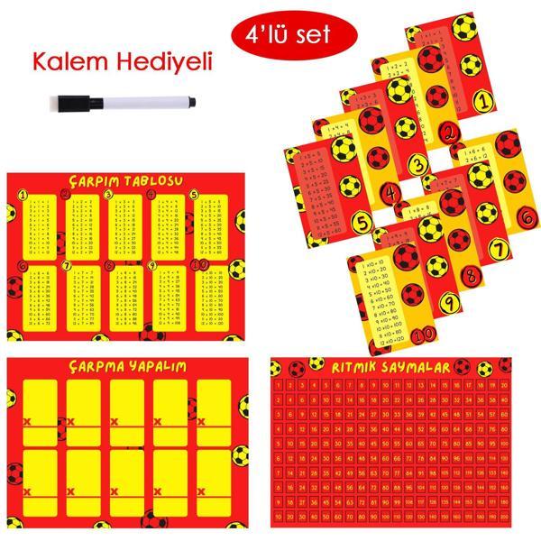 4'lü Çarpım Tablosu Seti - Kalem Hediyeli (Taraftar Sarı Kırmızı) - Image 1