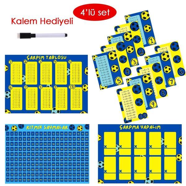4'lü Çarpım Tablosu Seti - Kalem Hediyeli (Taraftar Sarı Lacivert) - Image 1