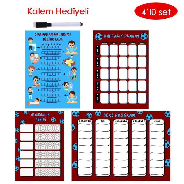 Çocuklar İçin Planlayıcı Set - Bordo Mavi (Alışkanlık Takibi, Haftalık Planlayıcı, Sorumluluk Takibi, Ders Programı)(Kopya) - Image 1