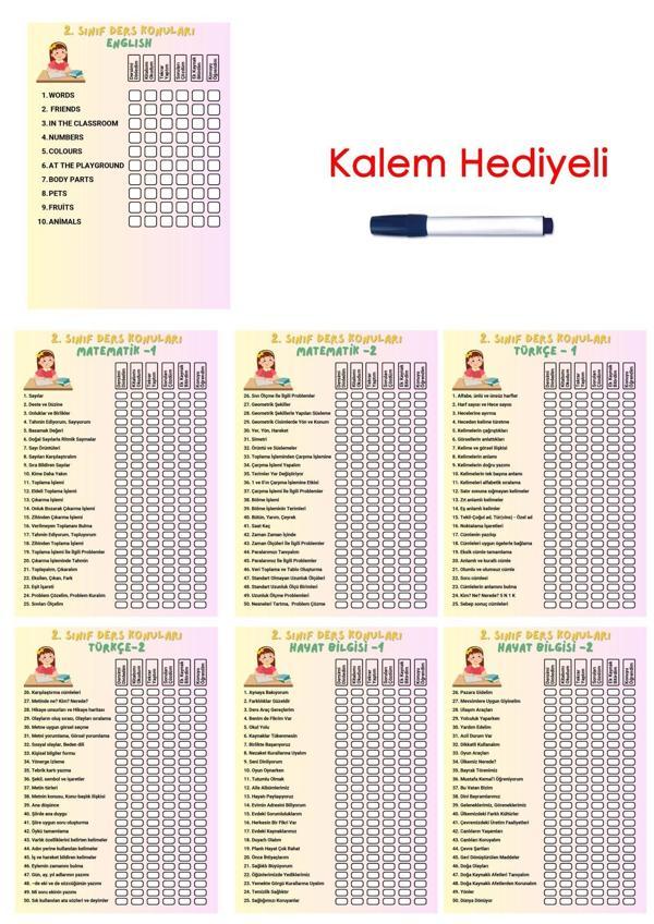 İlkokul 2.Sınıf Ders Takip Programı - Kalem Hediyeli (Kız) - Image 1