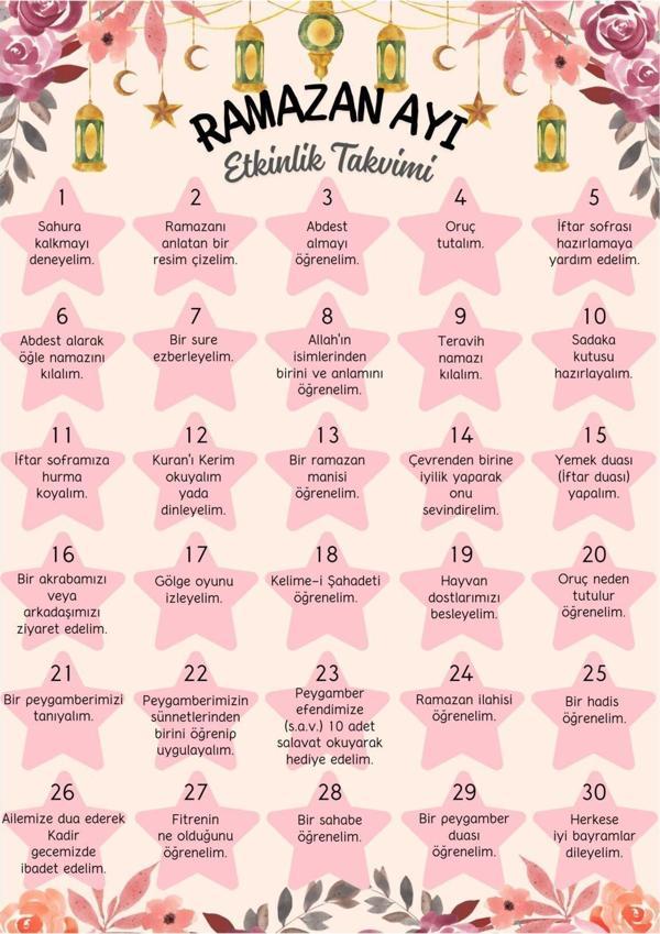 Ramazan Etkinlik Takvimi Pembe (21x29 cm) - Image 1
