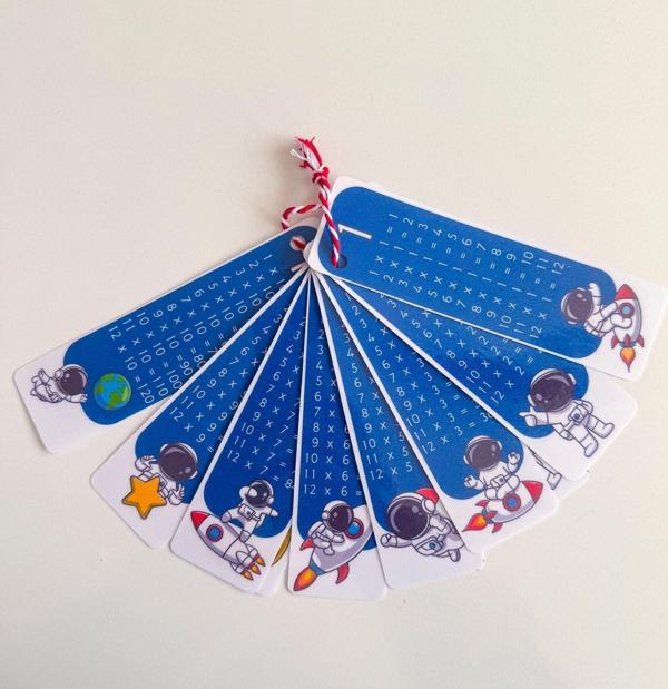 Uzay Desenli Çarpım Tablosu Çalışma Kartları 4x13 cm - Image 1