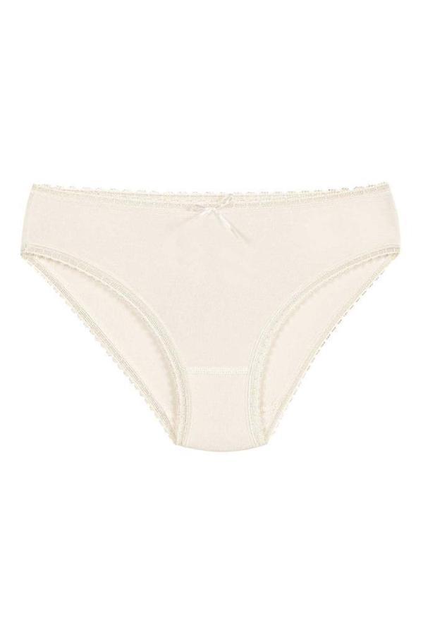 6 Adet Yıldız Bayan Bambu Dantelli Bikini Külot Ekru 3882 - Image 1
