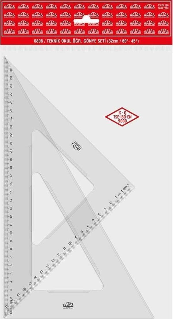 Hatas Teknik Okul Öğrenci Gönye Seti 32 cm 60-45 Derece (0808) - Image 1