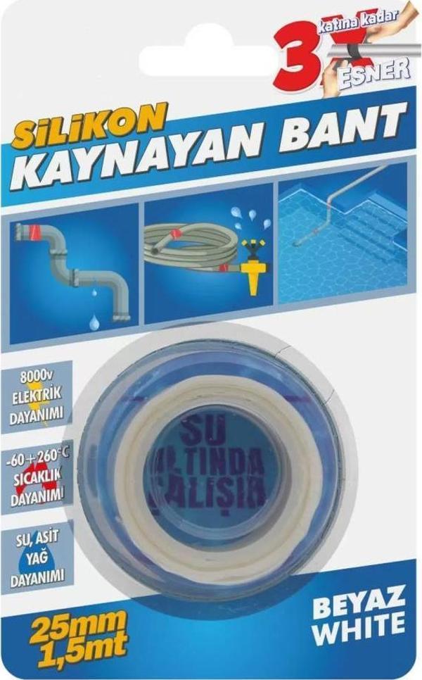 Kendinden Kaynayan Su Geçirmez Silikon Bant Beyaz 25mm x 1,5mt  - Image 1