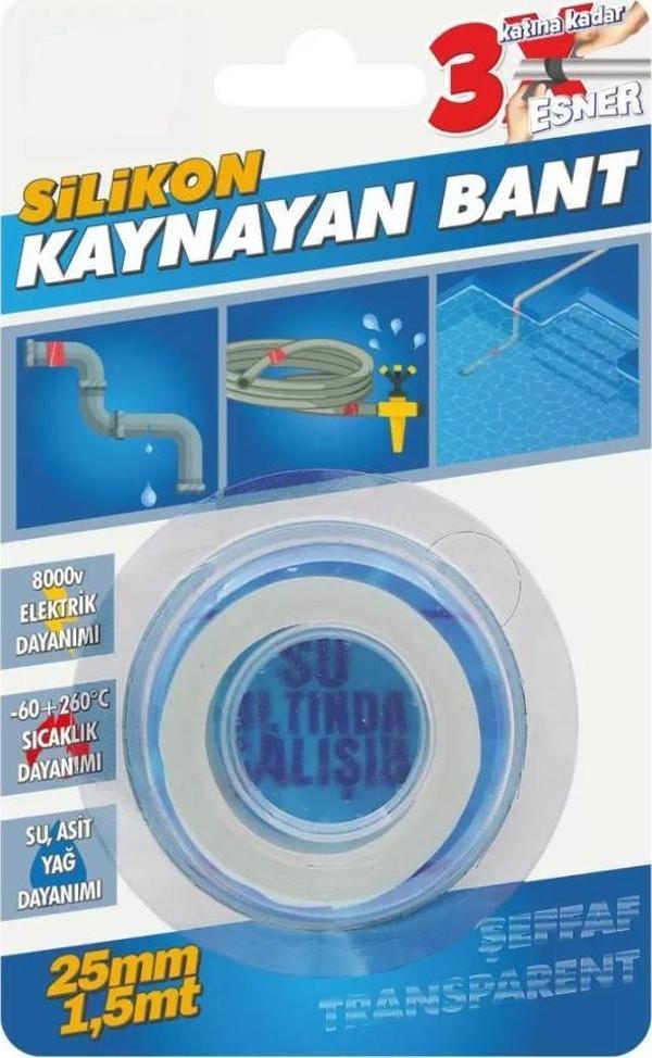 Kendinden Kaynayan Su Geçirmez Silikon Bant Şeffaf 25mm x 1,5mt  - Image 1