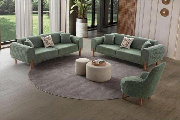 Ak Sofa Kaya Koltuk Takımı 3+3+1 Yeşil - Image 1