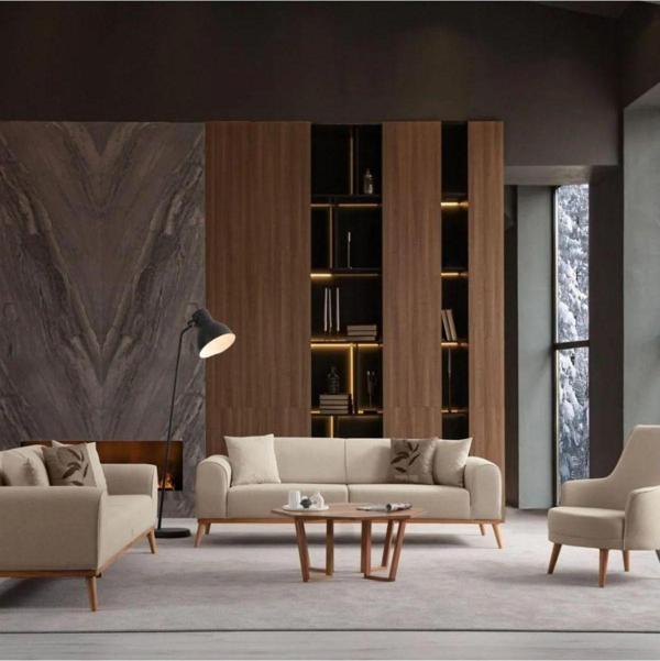Ak Sofa Odessa Koltuk Takımı Sütlü Kahve  3+3+1+1 - Image 1