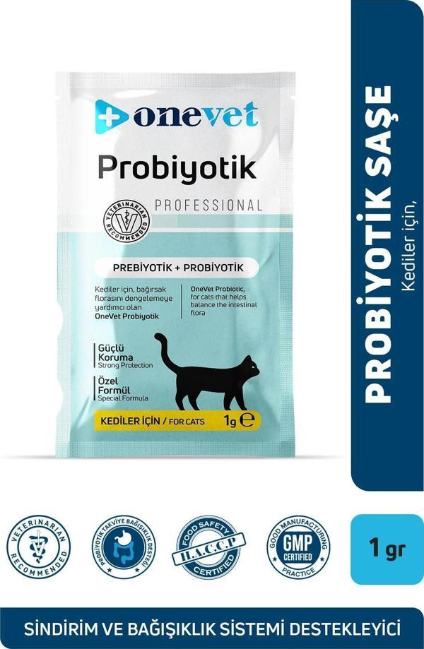 Onevet Probiyotik Saşe 1 Gr Kediler Için Sindirim Ve Bağışıklık Sistemi Destekleyici Toz Şase - Image 1