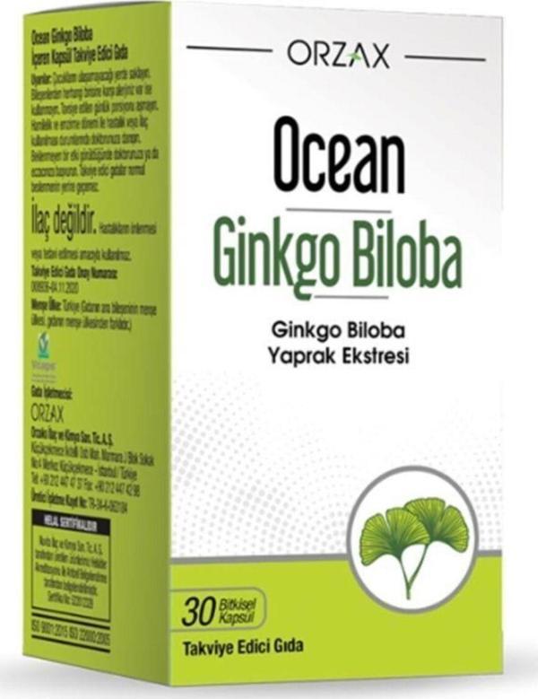 Orzax Ocean Ginkgo Biloba Takviye Edici Gıda 30 Bitkisel Kapsül - Image 1