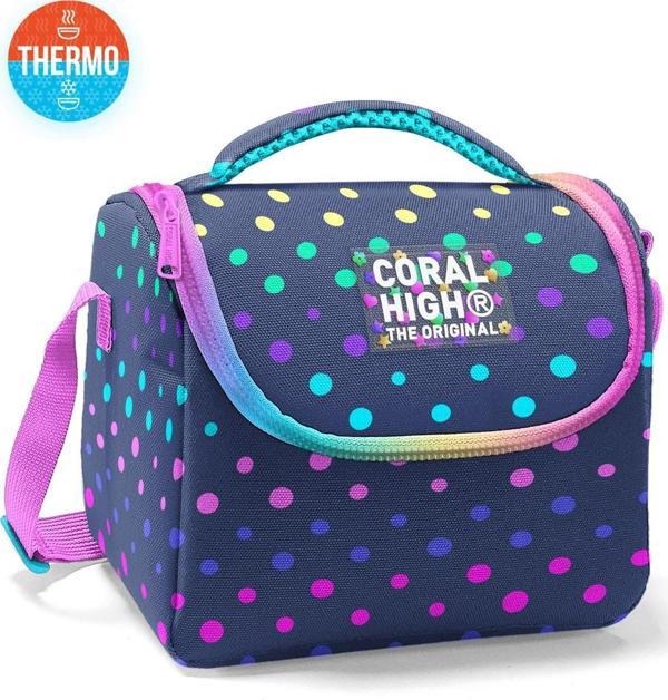 Coral High Kids Lacivert Renkli Puantiyeli Desenli Thermo Beslenme Çantası 22772 - Image 1