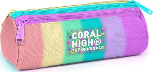 Coral High Renkli Çizgili Üç Bölmeli Kalem Çantası 11159 - Image 1