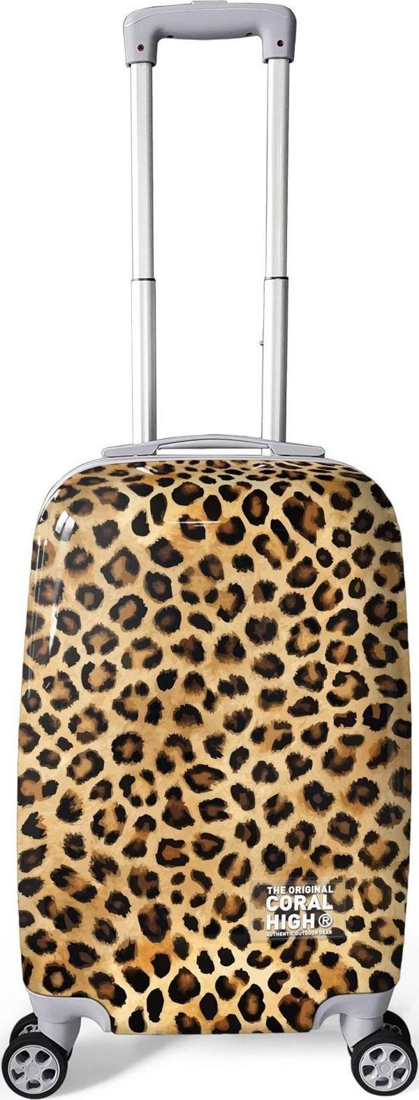 Coral High Kahverengi Leopar Desenli PC Kabin Boy Valiz (50cm) 16841 - Image 1