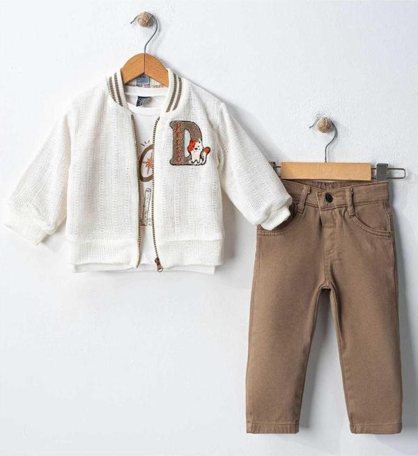 Celira Cnz Beyaz Triko Kollej Erkek Bebek Takım - Image 1