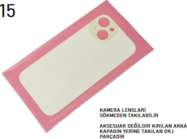 iPhone 15 Arka Pil Batarya Kapağı (CAM) BEYAZ - Image 1