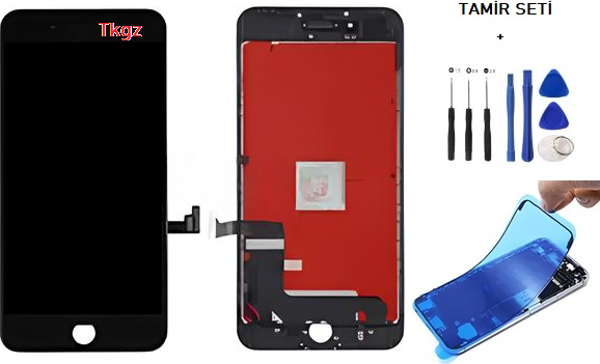 iPhone 8 PLUS Lcd Ekran Dokunmatik Orijinal Kalite + TAMİR SETİ + TOZ BANTI SİYAH - Image 1