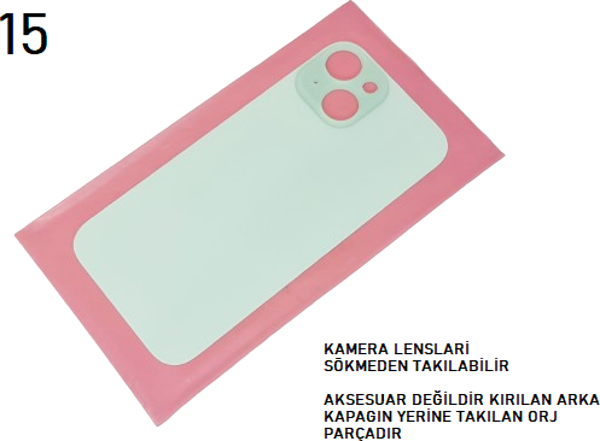 iPhone 15 Arka Pil Batarya Kapağı (CAM) YEŞİL - Image 1