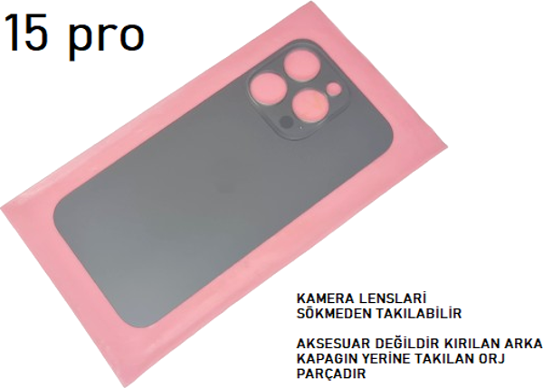 iPhone 15 PRO Arka Pil Batarya Kapağı (CAM) FÜME - Image 1