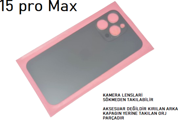 iPhone 15 PRO MAX Arka Pil Batarya Kapağı (CAM) FÜME - Image 1