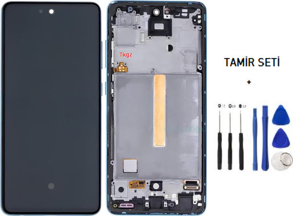 Tkgz - Samsung Galaxy A52 - SM-A525 Lcd Ekran Dokunmatik - A - Kalite ÇITALI MAVİ + TAMİR SETİ - Image 1