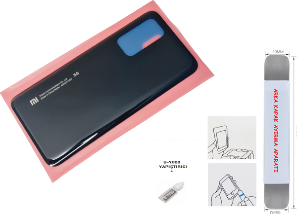 Xiaomi Mi 10 T Arka Kapak CAM SİYAH + B-7000 - SÖKME APARATI - Image 1