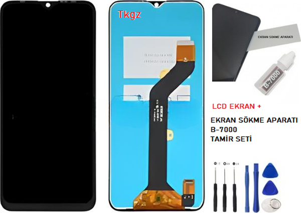 Tkgz - Tecno Spark 7T Uyumlu Lcd Ekran Dokunmatik Orijinal + B-7000 + TAMİR SETİ - Image 1