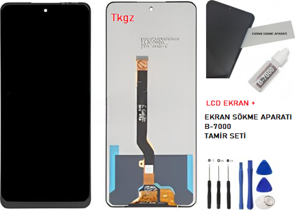 Tkgz - Tecno Pova 4 Uyumlu Lcd Ekran Dokunmatik Orijinal + B-7000 + TAMİR SETİ - Image 1