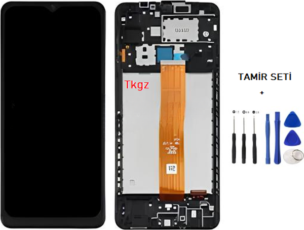 Samsung Galaxy A12 - SM-A125 Uyumlu Lcd Ekran Dokunmatik SERVİS Orijinali ÇITALI + TAMİR SETİ - Image 1