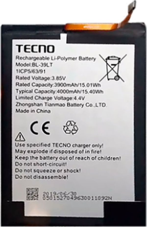 Tecno Spark 4 Uyumlu Batarya Pil Sıfır Orijinal - Image 1