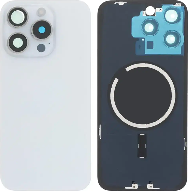 İphone 15 PRO MAX Full Arka Kapak Orijinal Arka Kemere Lensli (CAM) BEYAZ - Image 1
