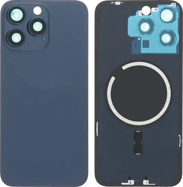 İphone 15 PRO MAX Full Arka Kapak Orijinal Arka Kemere Lensli (CAM) MAVİ - Image 1