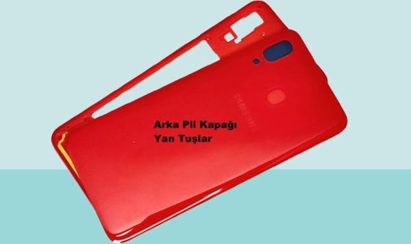 Samsung Galaxy A20 A 205 Uyumlu FULL KASA Arka Kapak Batarya Kapağı - KIRMIZI - Image 1