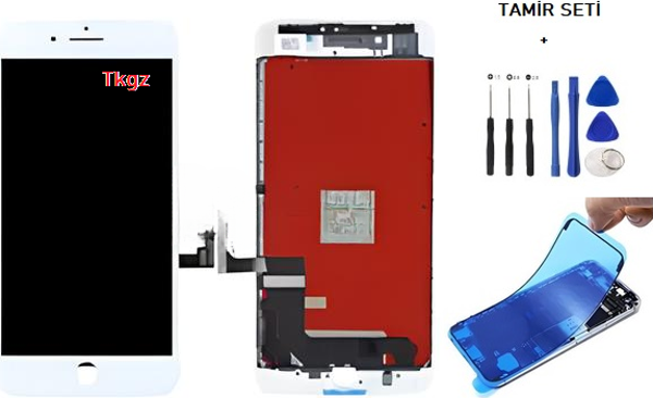 iPhone 7 PLUS Lcd Ekran Dokunmatik Orijinal Kalite + TAMİR SETİ + TOZ BANTI BEYAZ - Image 1